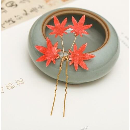 U Shape Maple Leaf Necklace Pearls Hairpins Clips Hair Sticks Forks Hair Combs Bride Noiva Autumn Wedding Style Hair Jewelry
