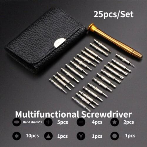 25 One Multi-purpose Holster Manual Screwdriver Head Suit Mobile Notebook Maintenance Tools Mini Screwdriver Set