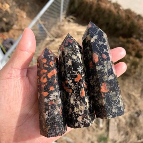 High Quality Crystal Plum Flower Jade Towers Healing Wand Black Quartz Point For Home Decoration