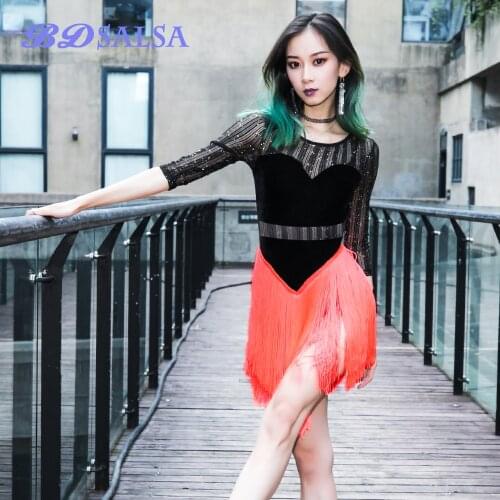 Womens Clothing Latin Dance Fringed skirt Clothing Female Adult Upscale Dance Skirt Dancing Practice Clothes DA732 Black Rumba