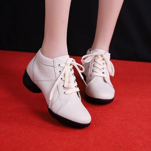 Genuine Leather Dancing Shoes Female 8150 Sailor Dance Mesh Modern Dance Square Dance Shoes Damping Breathable Wearable Non-slip