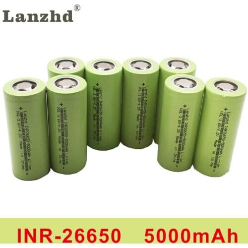 1-8PCS 26650 rechargeable battery 50A lithium battery 3.7V 5000mA 26650-50A INR26650 battery 26650 Suitable for flashlight