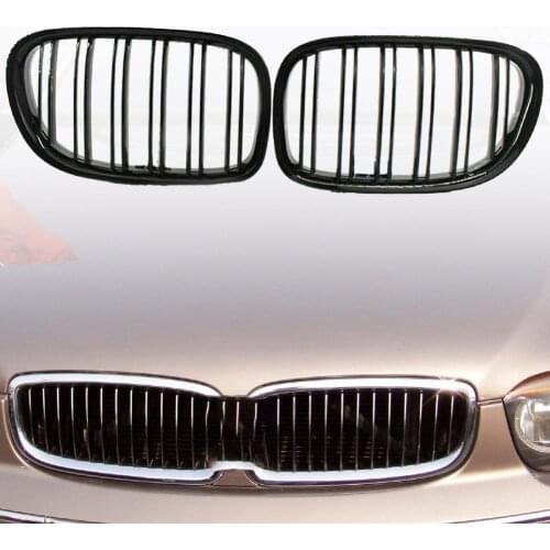 1 Pair Car Grille Gloss Black M Look ABS Dual Slat Vehicle Grille 51117184151 51117184152 for BMW 7 Series F02 09-15