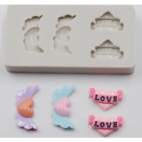 1PCS Winged Heart Shaped Fondant Cake Decorating Mold Handmade Candy Chocolate Mold