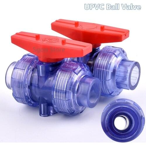 1PC ID 20~63MM Union UPVC Transparent Valve Aquarium Fish Tank PVC Ball Valve Garden irrigation Water Treatment Accessories