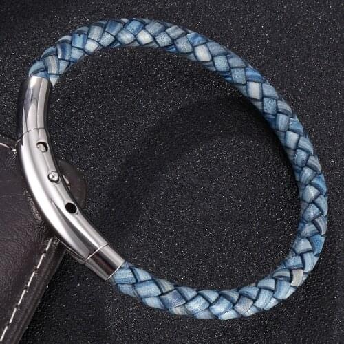 18.5-19.2-20 cm Adjustable Length Stainless Steel Buckle Multicolor Braided Leather Bracelet Unisex Wrist Band Jewelry Gifts