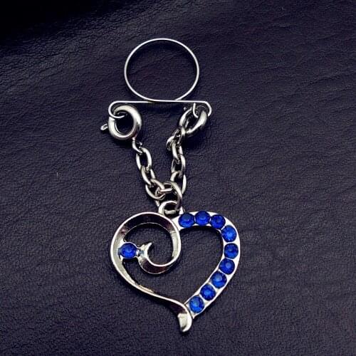 2pcs Sexy Non pierced Clip On Nipple Ring Jewelry Fake Nipple Shield blue heart Dangle Adjustable Body Jewelry