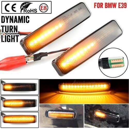 2pcs Dynamic Led Marker Light For Fender Side Yellow Flowing Sequential For BMW E39 Car Tuning Supplies Turn Signal Light 12V