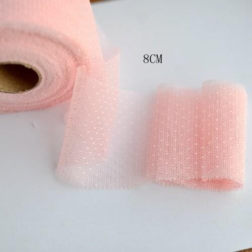 5meter/lot 8cm/4cm 7colors Dot Lace Ribbon Baby Girls Hair Bow Lace Sewing Material X576