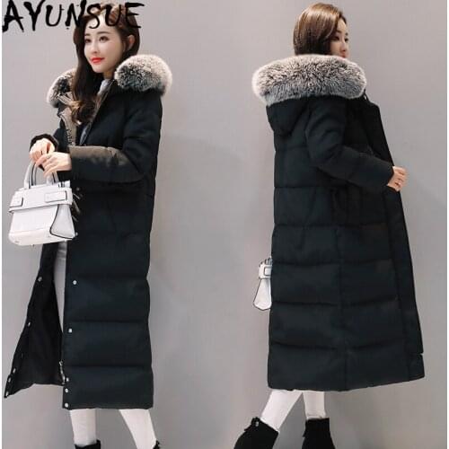 AYUNSUE Large Fur Collar Winter Down Jacket Woman Hooded Long Coats and Jackets Women Clothes 2020 Parka Abrigos Mujer KJ442