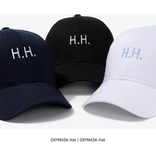 H Letter Embroidery Baseball Cap Unisex Black Hip Hop Hat Men Women Summer Baseball Caps Cotton Adjustable Sun Hats Snapback