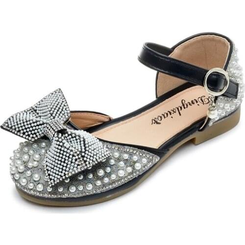 Summer Girl Sandals Bead Mary Janes Flats Fling Princess Glitter Shoes Baby Dance Shoes Kids Sandals Children Wedding Shoes cute