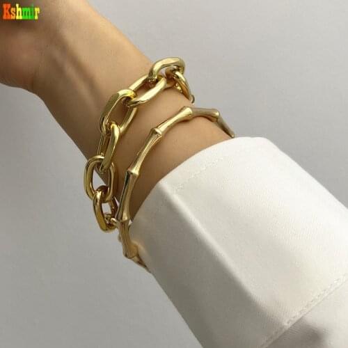 Kshmir Bracelet Metal Link Creative Bamboo Retro New Fashion Punk Party 2 / Set of Gold Women Geometric Bezel Setting Zinc Alloy