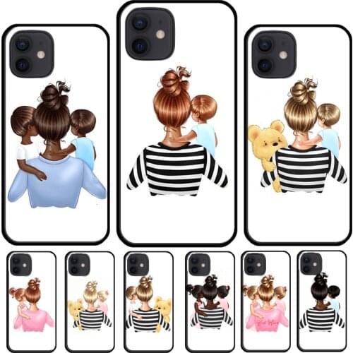Super Mom Baby Girl Daughter Son Cover For iPhone 12 Pro Max 12 Mini 7 8 Plus X XR XS Max SE 2020 11 Pro Max Phone Case