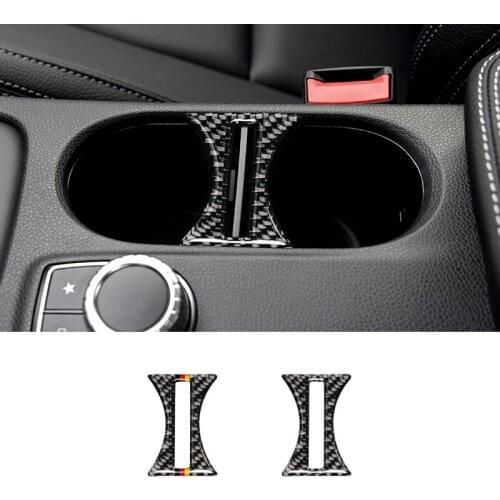 For Mercedes Benz A GLA CLA Class W176 X156 C117 2014 2015 2016 2017 Carbon Fiber Interior Water Cup Holder Decor Cover Trim