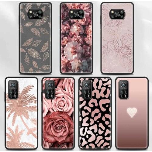 Black Case For Xiaomi Poco X3 NFC M3 Pro Pocophone F1 F3 Note 10 A2 Lite CC9E CC9 A3 Shell Fundas Coque Pink Rose Bling Picture