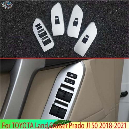 For TOYOTA Land Cruiser Prado J150 2018 2019 Decorate Accessories ABS Chrome Door Window Armrest Cover Switch Panel Trim
