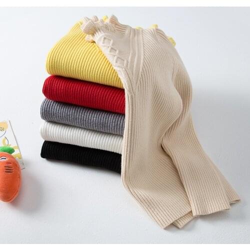 Children Girls Sweater Autumn Winter 2021 New Childrens Clothes Lace Collar Baby Coat Fashion Girl Underwear Shirt Pullover