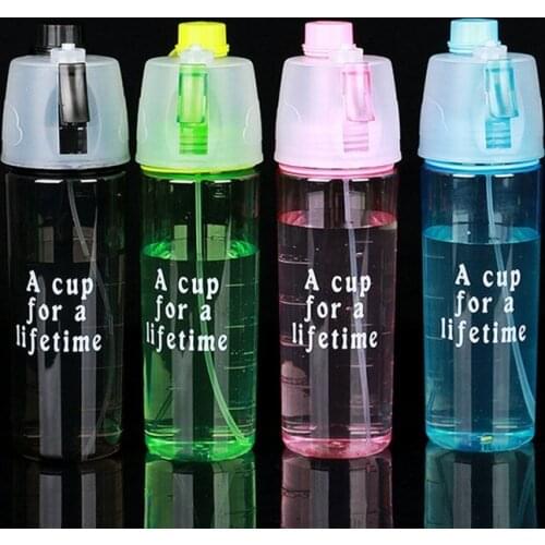 For 600Ml 4 Color Solid Plastic Spray Cool Summer Sport Water Bottle Portable Climbing Outdoor Bike Shaker My Water Bottles