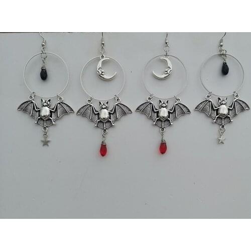 Gothic Bat Earrings/Xingyue Earrings/Night Flight Earrings/Moon Face Earrings/Vampire earrings