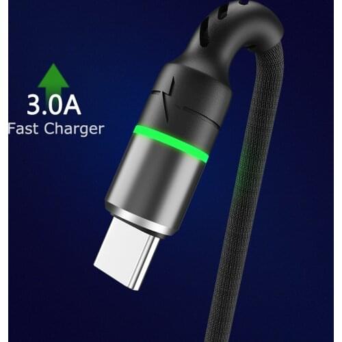 LED USB Type C Cable USB-C Mobile Phone Fast Charging USB Charger Cable For Samsung Galaxy S9 Huawei P20 Xiaomi USB Type-C Cabo