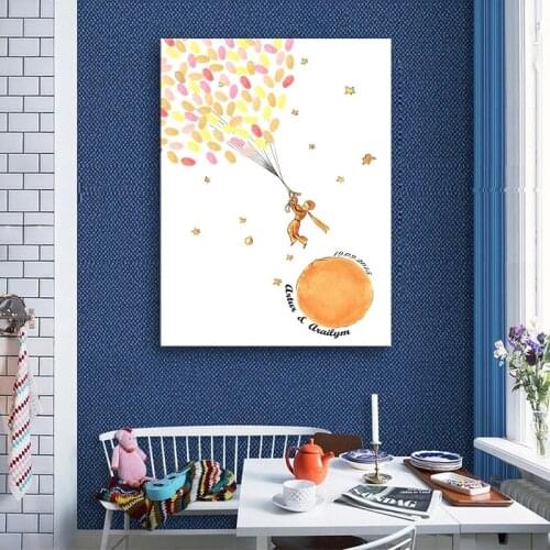 Baby Shower Guest Book Prince Fingerprint tree painting Baptism Birthday First comunion communion canvas painting Souvenir