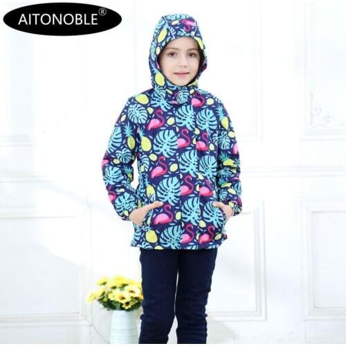 New Girls' Winter Jacket Windbreak Plus Velvet Thick Warm Windproof Kids Coats Mountaineering Hooded Waterproof with a Cute Bag