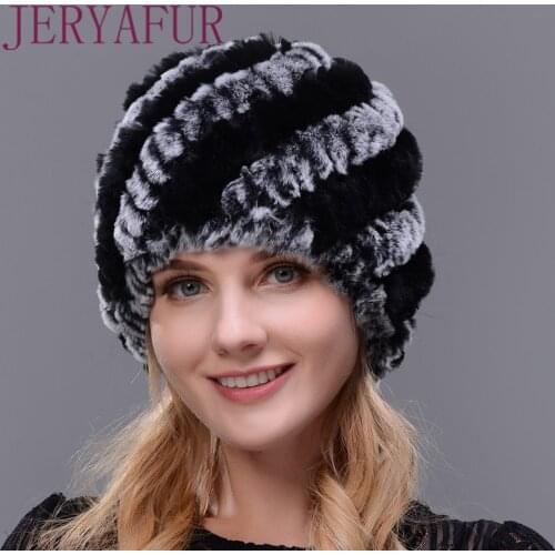 Hot New 100% Genuine Knitted Rex Rabbit Fur Hat Winter Lady Floral Cap Female Headgear Women Fur Beanies hats free shipping