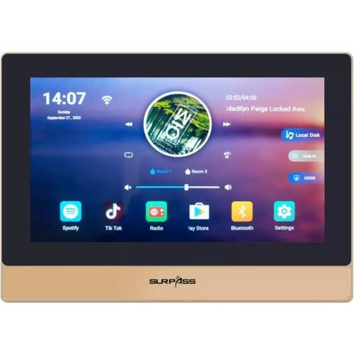 Whole House Audio Music System 2Zone 7inch Screen Wall Amplifier 8 Ceiling Mount Speaker