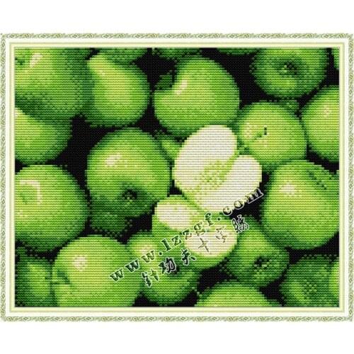 Everlasting Love Green Apple Chinese Cross Stitch Kits Ecological Cotton Printed 14CT 11CT Gift Wedding Decoration For Home