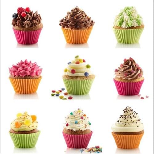 New Arrival 6 pcs durable Round shape Silicone Cake Muffin Chocolate Cupcake Liner Baking Cup Cookie Mold