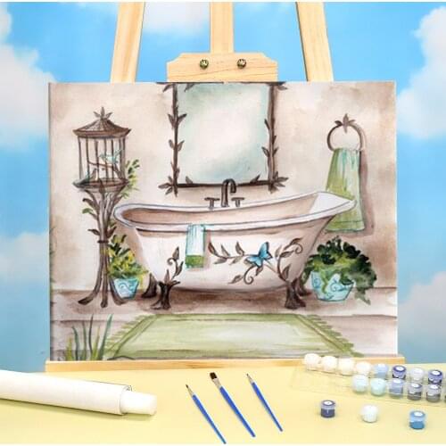 Landscape Bathroom DIY Paint By Numbers Package Acrylic Paints 50*70 Picture By Numbers Photo Loft Wall Picture Handicraft