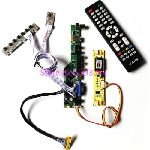 Fit LTN184HT01-A01/A02/F01/F02/S01/T01/T02 30-Pin LVDS 2CCFL analog signal Remote TV VGA AV 1920*1080 controller board kit