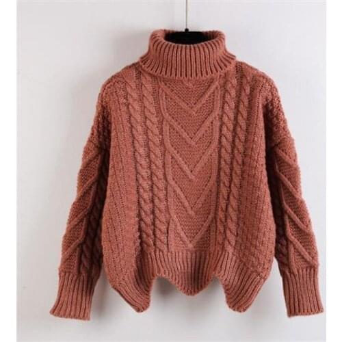 Pullover Fashion Half-turtleneck Women Sweater Jumpers 2021 Autumn Winter Knitwear Cross Split Loose Female Knitted Pullovers