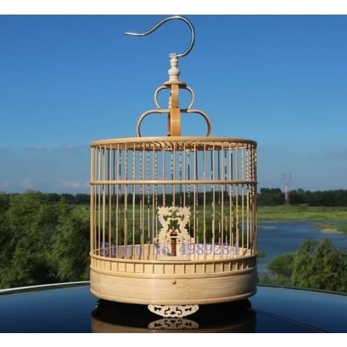 Retro manual Bamboo parrot birdcage Ostrich cage Disassembly Self assembly Pet supplies house outdoor hanging decoration