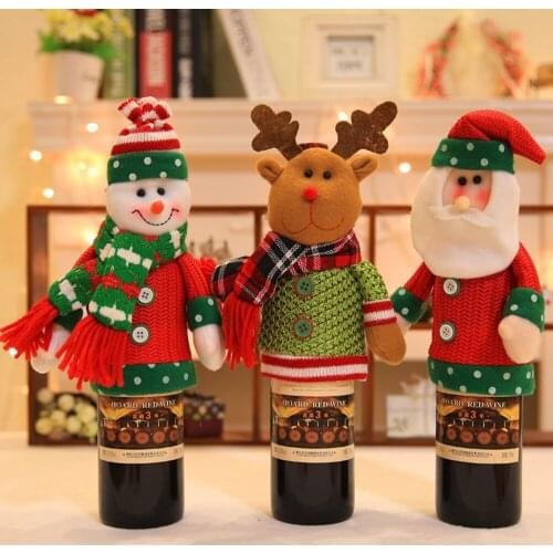 Christmas Red Wine Bottle Cover Xmas Decor Santa Claus Snowman Stocking New Year Gift Holder Christmas Decorations For Home