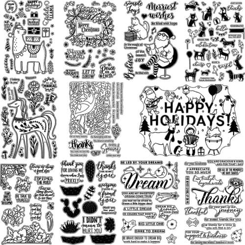 Merry Christams Santa Claus Unicorn Cactus Happy Holidays Transparent Clear Stamps for DIY Scrapbooking Cards Crafts 2021 New