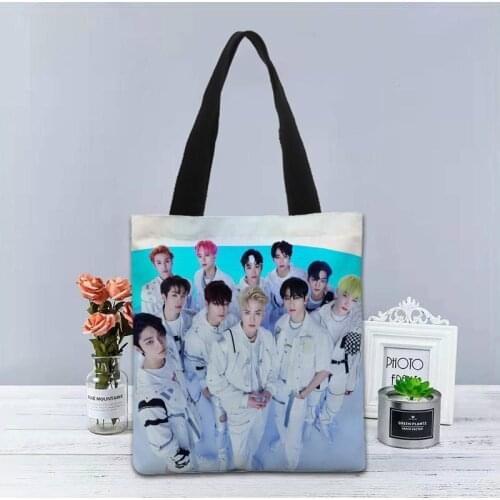 The Boyz KPOP Handbag Foldable Shopping Bag Reusable Eco Large Unisex Canvas Fabric Shoulder Bags Tote Grocery Cloth Pouch 0622