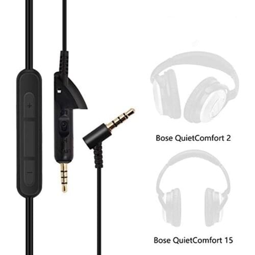 Replacement Audio Cable Cord for Bose QC15 QC2 QuietComfort 15 2 Headphones with Inline Mic Remote Control