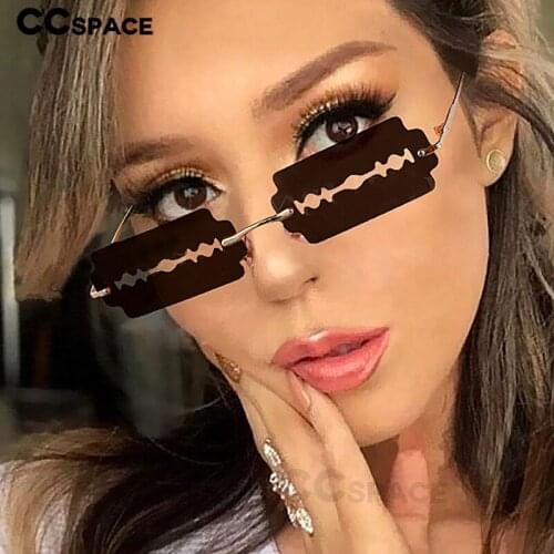 49103 Rimless Hollow Square Personality Sunglasses Men Women Fashion Shades UV400 Vintage Glasses