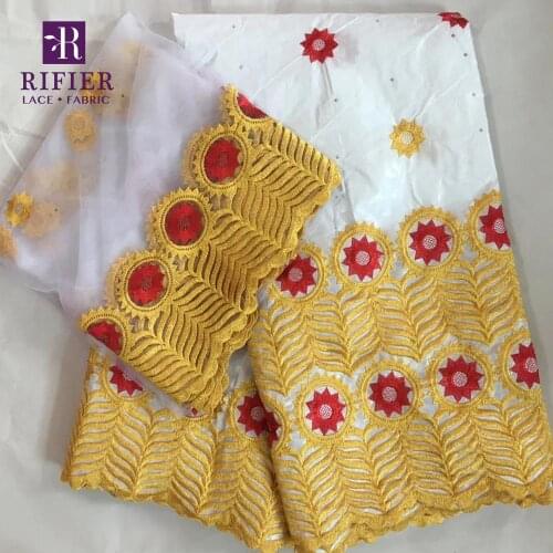 Rhinestones White Color Bazin Riche Jacquard Lace Fabric With Net Blouse For Indian Prom Dresses Material African Stones Fabrics