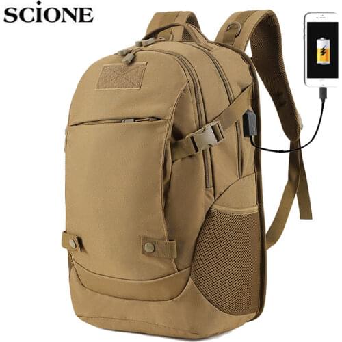 40L USB Bag Camping Backpack Travel Hiking Bags Sport Bag Men Camouflage Student Laptop Outdoor Tactical Military Bag XA938WA
