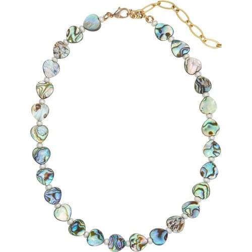 Gorgeous Heart-shaped Natural Stone Necklace Porcelain Mini Pearl Beaded Bracelet Colourful Trend Simple Heart Chain Jewelry