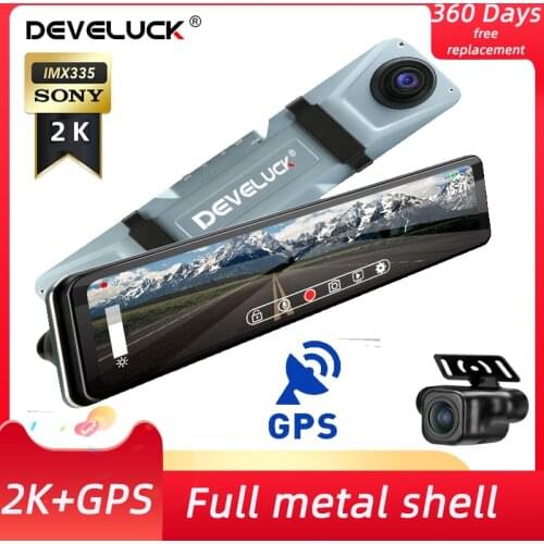 Develuck 12 Inch Car DVR Dash Camera Video Recorder GPS Navigation ADAS Remote Auto Video Surveillance 2K+1080P Stream Media HD