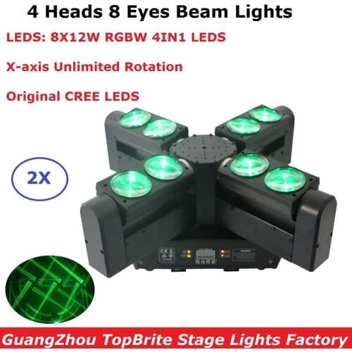 2 Pack High Quality 8X12W RGBW 4IN1 Moving Head Lights CREE LEDS 8 Eyes Beam Light 85-265V Good For Club Dj Disco KTV Nightclubs