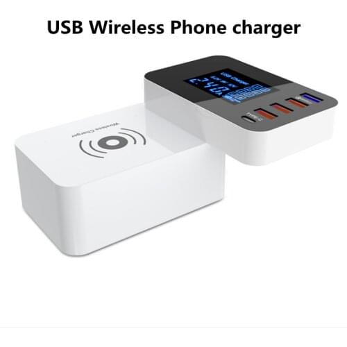 Hongmeng Qc3.0 Fast Charging Multi USB Wireless Charger Portable Mobile Phone Charger Adapter real time display current