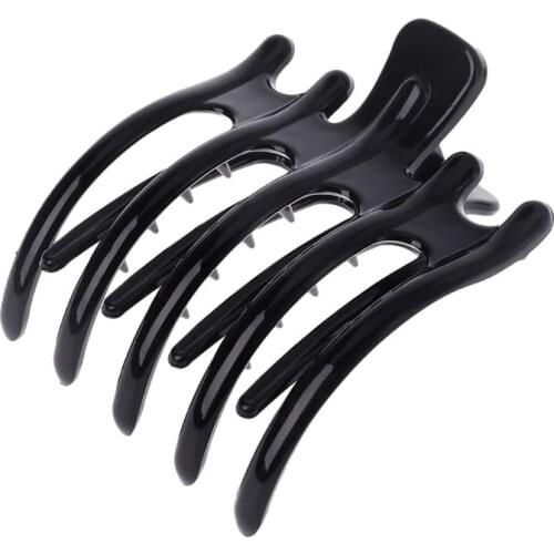 Women Lady Girls Simple Non Slip Grip Large Claw 5 Claws Hair Clip Clamp Black
