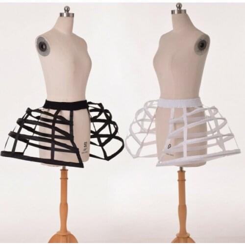 Women Double Pannier Crinoline Cage hoop bustle Cage Underskirt 2 Color
