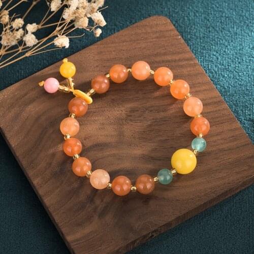 2021 Summer New Orange Natural Crystal Handmade Braid Beaded Bracelets for Women Lucky Fashion Jewelry Accessories YBR427
