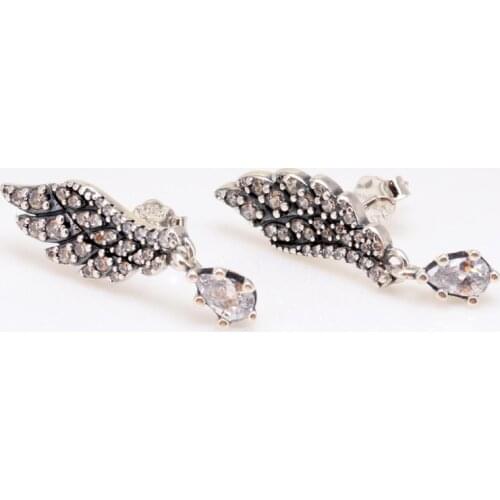 S925 Sterling Silver Stud Earring Creative Angel Wing Feather Female Pandora Earring